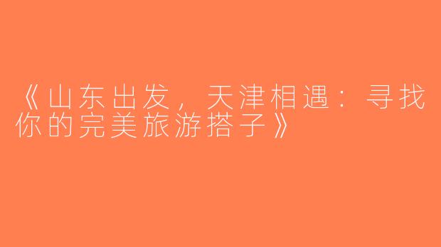 《山东出发，天津相遇：寻找你的完美旅游搭子》