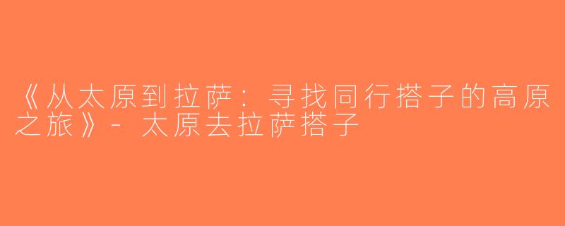 《从太原到拉萨：寻找同行搭子的高原之旅》-太原去拉萨搭子