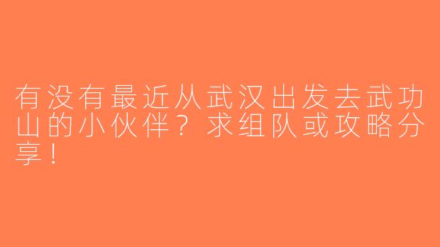 有没有最近从武汉出发去武功山的小伙伴？求组队或攻略分享！