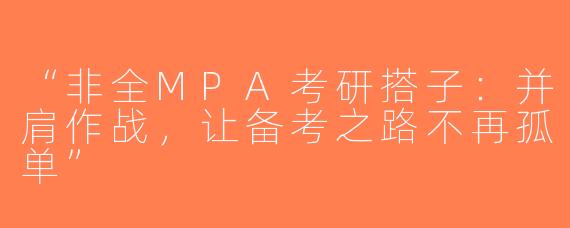 “非全MPA考研搭子：并肩作战，让备考之路不再孤单”