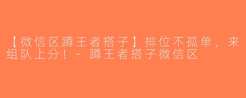 【微信区蹲王者搭子】排位不孤单，来组队上分！-蹲王者搭子微信区