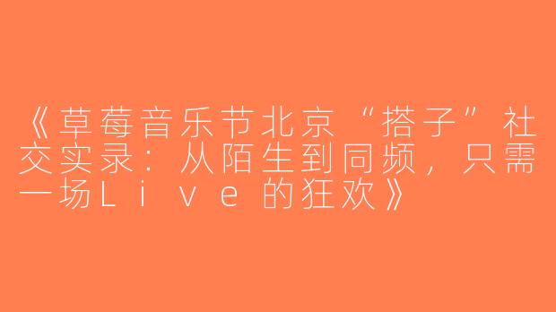 《草莓音乐节北京“搭子”社交实录：从陌生到同频，只需一场Live的狂欢》