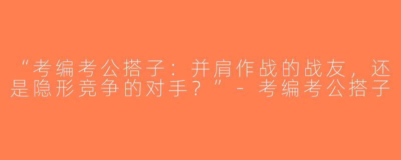 “考编考公搭子：并肩作战的战友，还是隐形竞争的对手？”-考编考公搭子