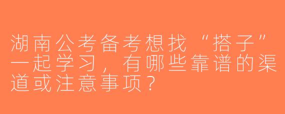湖南公考备考想找“搭子”一起学习，有哪些靠谱的渠道或注意事项？