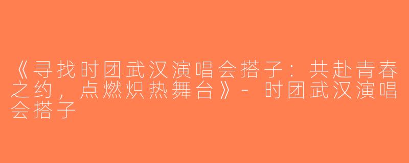 《寻找时团武汉演唱会搭子：共赴青春之约，点燃炽热舞台》-时团武汉演唱会搭子