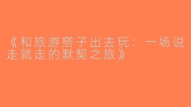 《和旅游搭子出去玩：一场说走就走的默契之旅》