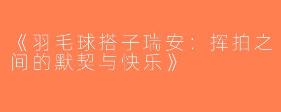《羽毛球搭子瑞安：挥拍之间的默契与快乐》