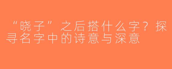 “晓子”之后搭什么字？探寻名字中的诗意与深意
