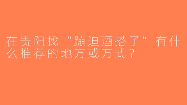 在贵阳找“蹦迪酒搭子”有什么推荐的地方或方式？