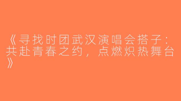 《寻找时团武汉演唱会搭子：共赴青春之约，点燃炽热舞台》
