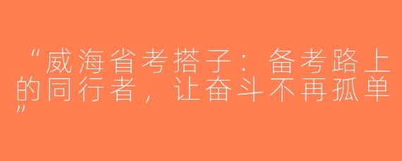 “威海省考搭子：备考路上的同行者，让奋斗不再孤单”