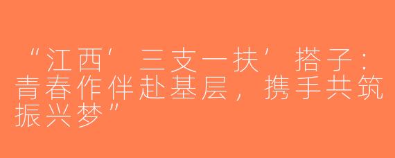 “江西‘三支一扶’搭子：青春作伴赴基层，携手共筑振兴梦”