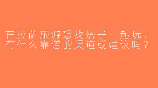 在拉萨旅游想找搭子一起玩，有什么靠谱的渠道或建议吗？