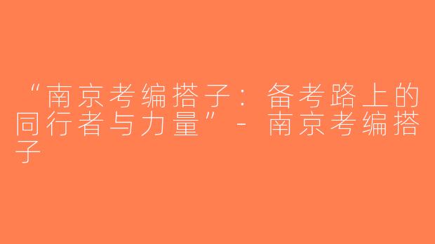 “南京考编搭子：备考路上的同行者与力量”-南京考编搭子