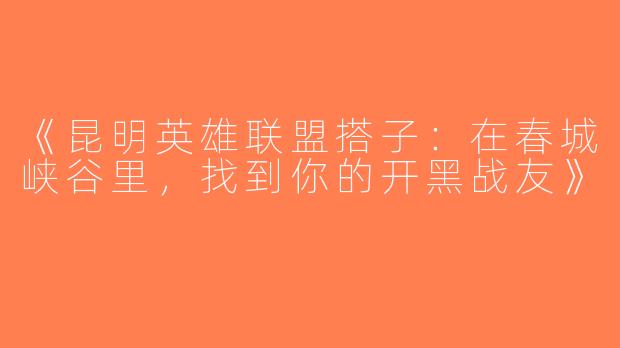 《昆明英雄联盟搭子：在春城峡谷里，找到你的开黑战友》