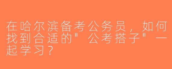 在哈尔滨备考公务员，如何找到合适的