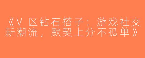 《V区钻石搭子：游戏社交新潮流，默契上分不孤单》