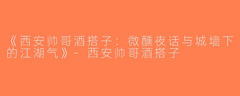 《西安帅哥酒搭子：微醺夜话与城墙下的江湖气》-西安帅哥酒搭子