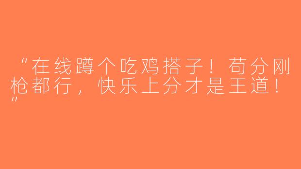 “在线蹲个吃鸡搭子！苟分刚枪都行，快乐上分才是王道！”
