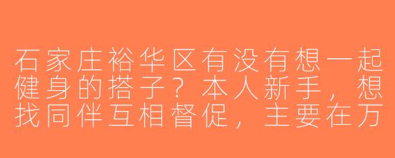 石家庄裕华区有没有想一起健身的搭子？本人新手，想找同伴互相督促，主要在万达/世纪公园附近的健身房活动，周末或晚上有空！