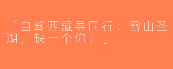 「自驾西藏寻同行：雪山圣湖，缺一个你！」