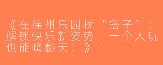 《在徐州乐园找“搭子”：解锁快乐新姿势，一个人玩也能嗨翻天！》