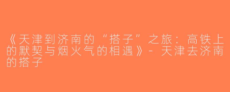 《天津到济南的“搭子”之旅：高铁上的默契与烟火气的相遇》-天津去济南的搭子