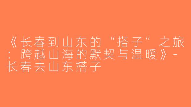 《长春到山东的“搭子”之旅：跨越山海的默契与温暖》-长春去山东搭子