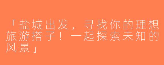 「盐城出发，寻找你的理想旅游搭子！一起探索未知的风景」