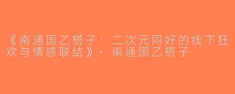 《南通国乙搭子：二次元同好的线下狂欢与情感联结》-南通国乙搭子