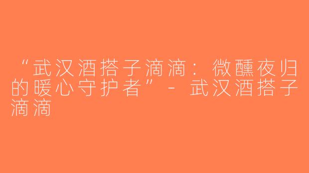 “武汉酒搭子滴滴：微醺夜归的暖心守护者”-武汉酒搭子滴滴