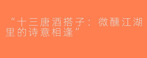 “十三唐酒搭子：微醺江湖里的诗意相逢”