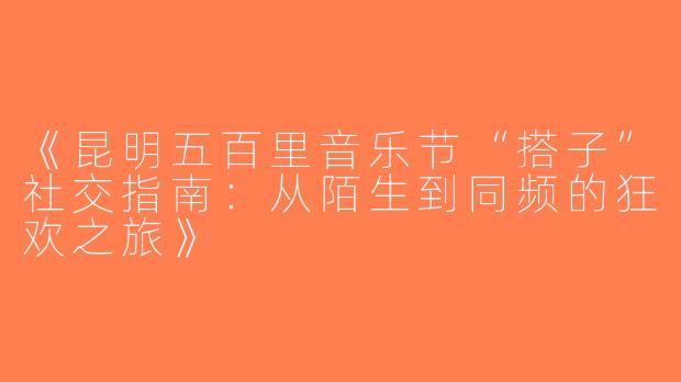 《昆明五百里音乐节“搭子”社交指南：从陌生到同频的狂欢之旅》