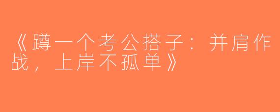 《蹲一个考公搭子：并肩作战，上岸不孤单》