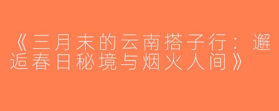 《三月末的云南搭子行：邂逅春日秘境与烟火人间》