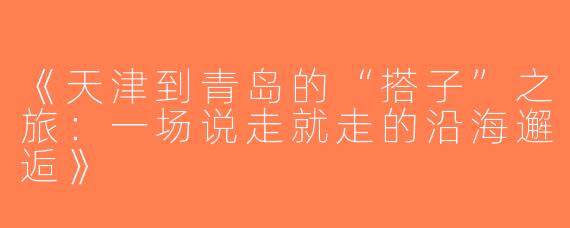 《天津到青岛的“搭子”之旅：一场说走就走的沿海邂逅》