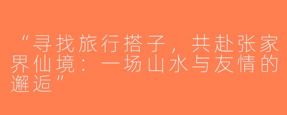 “寻找旅行搭子，共赴张家界仙境：一场山水与友情的邂逅”