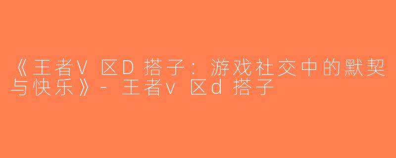 《王者V区D搭子：游戏社交中的默契与快乐》-王者v区d搭子