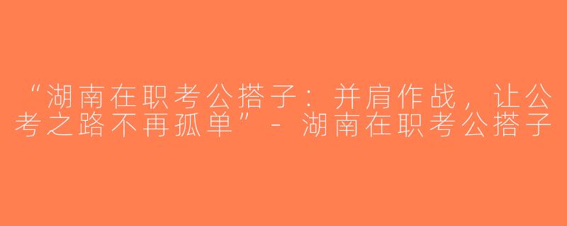 “湖南在职考公搭子：并肩作战，让公考之路不再孤单”-湖南在职考公搭子
