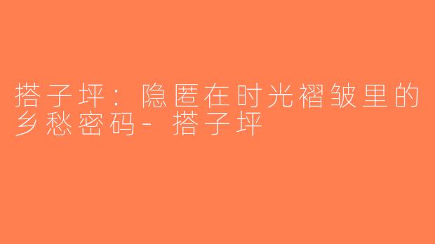 搭子坪：隐匿在时光褶皱里的乡愁密码-搭子坪