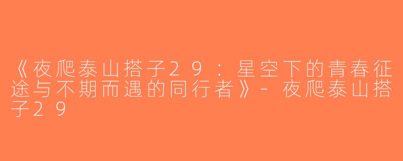 《夜爬泰山搭子29：星空下的青春征途与不期而遇的同行者》-夜爬泰山搭子29