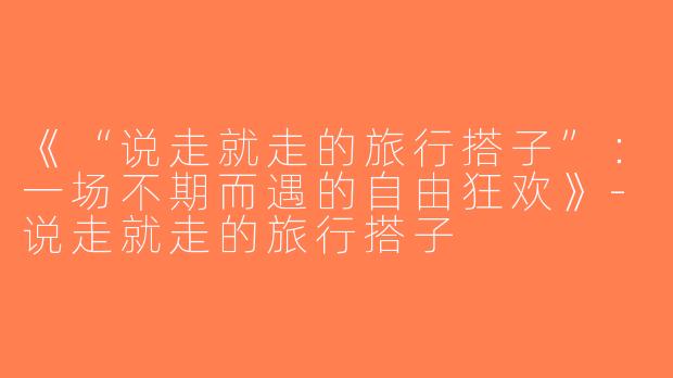 《“说走就走的旅行搭子”：一场不期而遇的自由狂欢》-说走就走的旅行搭子