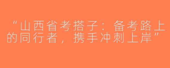 “山西省考搭子：备考路上的同行者，携手冲刺上岸”