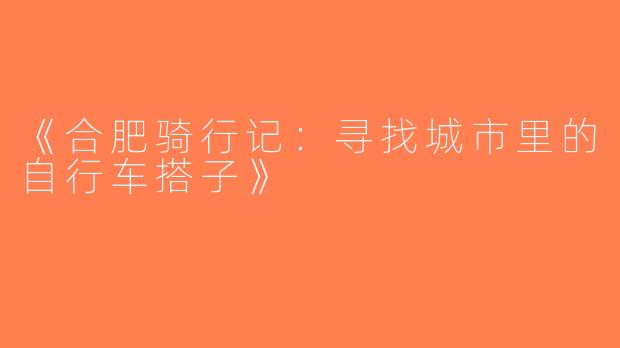 《合肥骑行记：寻找城市里的自行车搭子》