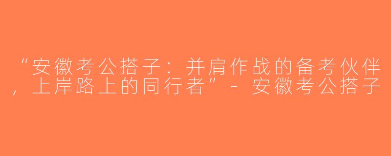 “安徽考公搭子：并肩作战的备考伙伴，上岸路上的同行者”-安徽考公搭子
