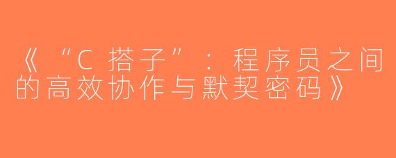 《“C搭子”：程序员之间的高效协作与默契密码》