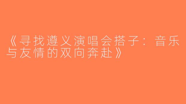《寻找遵义演唱会搭子：音乐与友情的双向奔赴》