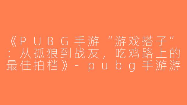 《PUBG手游“游戏搭子”：从孤狼到战友，吃鸡路上的最佳拍档》-pubg手游游戏搭子
