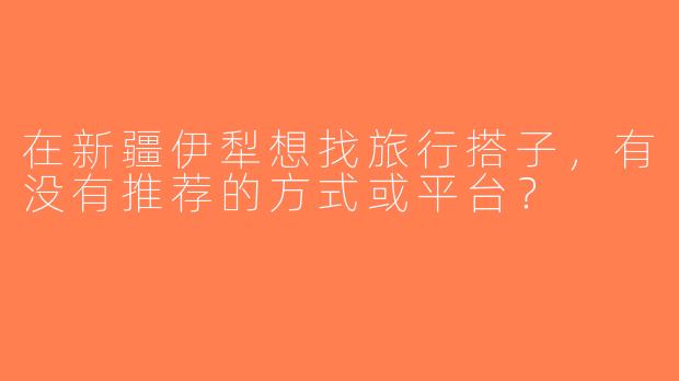 在新疆伊犁想找旅行搭子，有没有推荐的方式或平台？