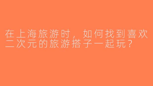 在上海旅游时，如何找到喜欢二次元的旅游搭子一起玩？